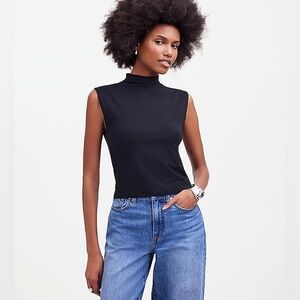 NWT XL Funnelneck Cropped Muscle Tee Madewell fitted Mock Neck Tank Top Blouse